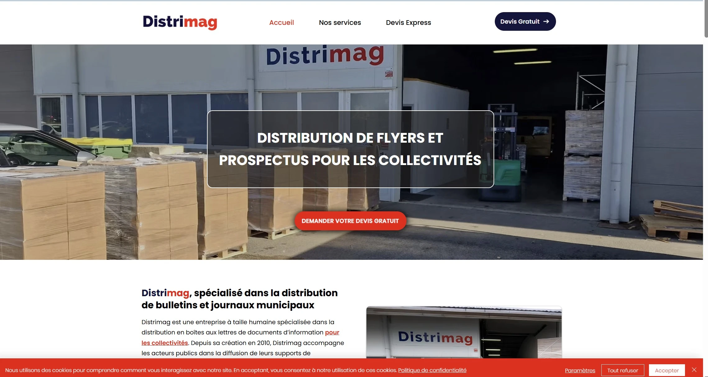 Site internet de Distrimag développé sous Wix