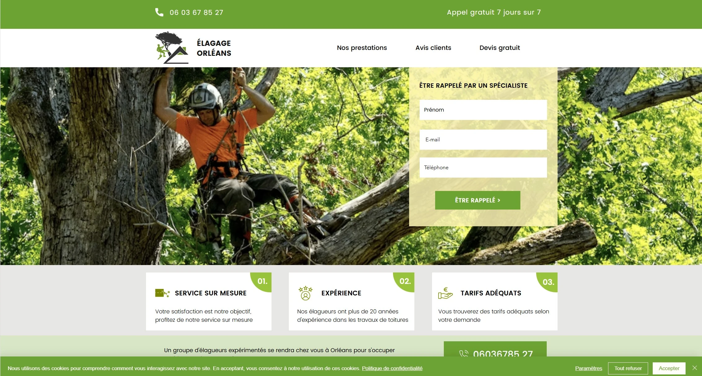 Site vitrine Élagage Orléans optimisé pour le référencement local